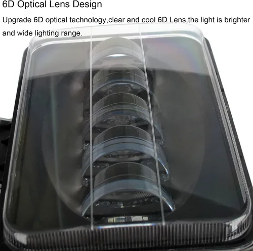 Vista 3 de Faros delanteros LED de 4 x 6 pulgadas, cuadrados, 12 V-24 V, blanco, aluminio