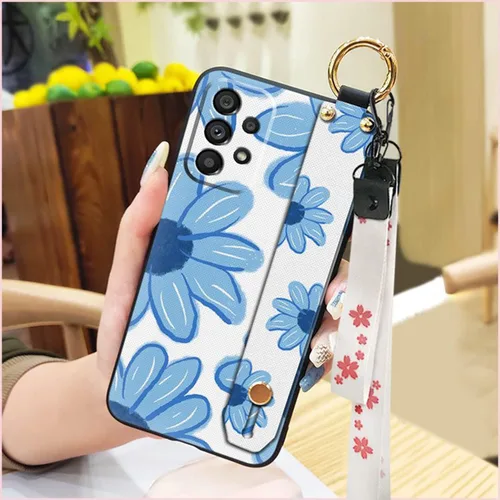 Vista 2 de Funda cruzada compatible con Samsung Galaxy A12 5G, con correa para la muñeca, cordón de silicona suave a prueba de golpes, funda protectora