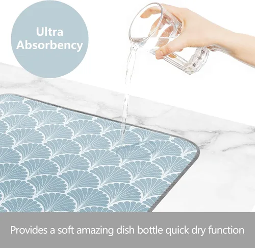 Vista 3 de SHIYUE Tapete de secado de platos para encimera de cocina, súper absorbente, decoración de cocina de primavera, tapete de secado de microfibra
