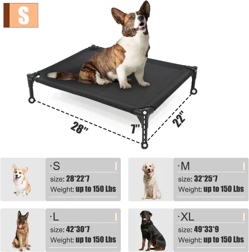 Vista 4 de Garnpet Cama elevada para perros pequeños, cuna elevada para perros que se adapta a hasta 150 libras, catres resistentes para mascotas con malla
