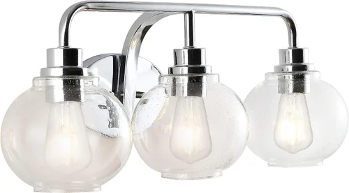 Vista 11 de JONATHAN Y Lámpara de pared LED de bronce aceitado de 6.5 pulgadas para baño, pantalla de vidrio sembrado transparente, accesorio industrial