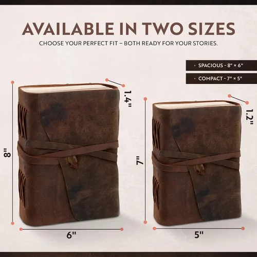 Vista 9 de Diario de cuero con papel para cuaderno rayado - MOONSTER® Diarios encuadernados en cuero para escribir para mujeres y hombres, 18x13cm Cuadernos