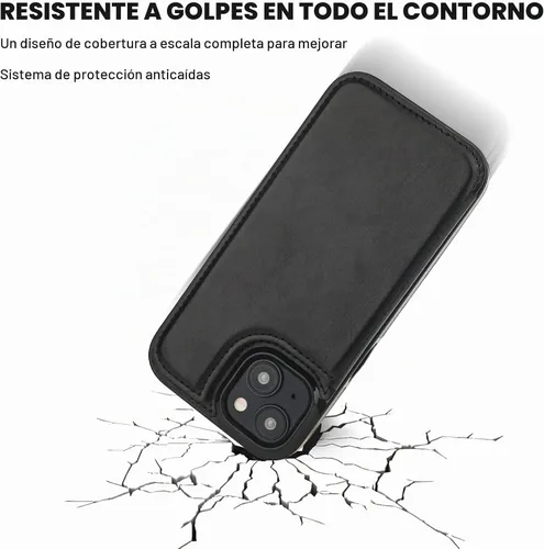 Vista 6 de ONETOP Compatible con iPhone 15 Funda Tipo Cartera con Soporte para Tarjetas, Funda de Cuero PU con Soporte y Ranuras para Tarjetas, Doble Cierre