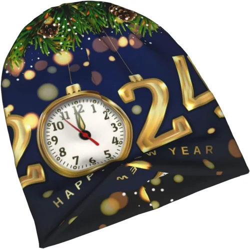 Vista 4 de Año del Dragón Feliz Año Nuevo Chino 2024 Gorro para hombres y mujeres de punto cálido Casual Sombreros Clásico Gorro de invierno