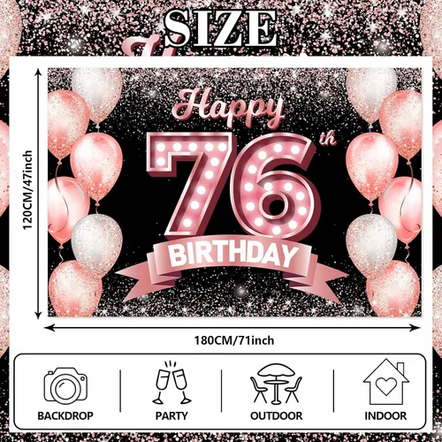 Vista 280 de Cartel de feliz cumpleaños décimo oro rosa, telón de fondo, saludos a 10 años, globos de confeti, decoración temática para niñas de 10 años