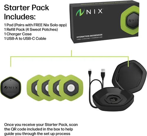 Vista 5 de Nix Kit de inicio de biosensor de hidratación: sensor de sudor portátil rastrea la pérdida de líquidos, alertas en tiempo real, cápsula
