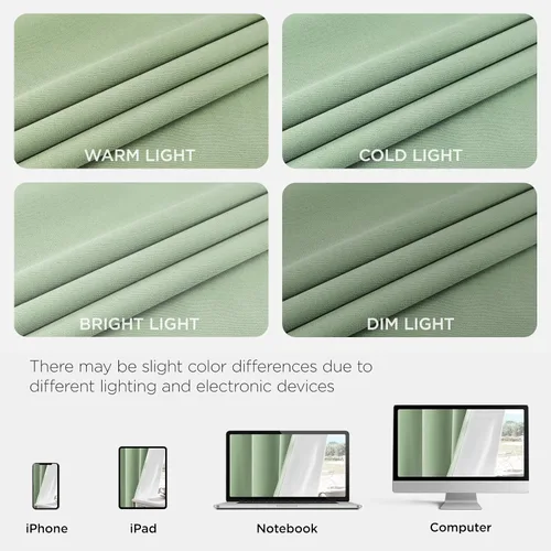 Vista 8 de Joydeco Cortinas opacas de lino para dormitorio, con ojales de 90 pulgadas de largo, cortinas resistentes para sala de estar, cortinas con Verde