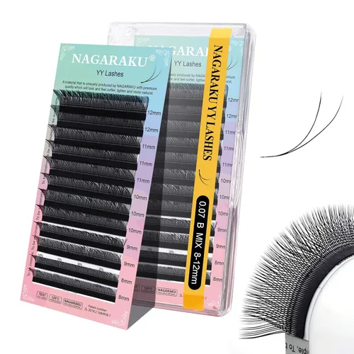 Vista 62 de NAGARAKU YY - Extensiones de pestañas, suministros Y, Lash 4D, Easy Fan, pestañas cruzadas de volumen ruso, pestañas YY, tejidas a mano, malla