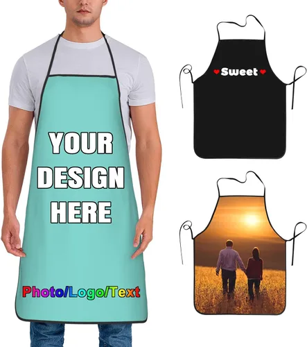 Vista 37 de Delantal de chef personalizado para hombres y mujeres, para cocinar, con nombre, logotipo, foto, regalos de cocina para familiares y amigos