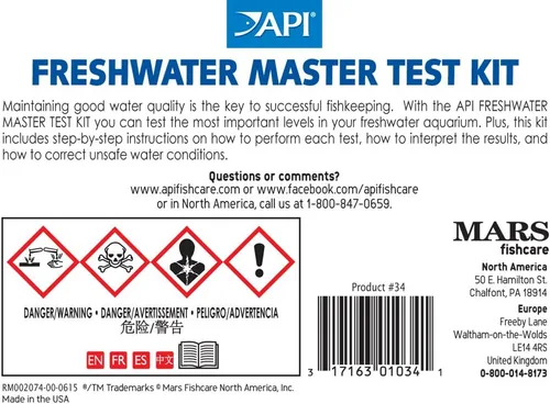 Vista 2 de API Kit de prueba de agua dulce Freshwater Master de 800 pruebas, Kit de prueba de agua para acuario de agua dulce, Blanco, Individual, Multicolor