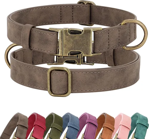 Vista 14 de Didog Collar de perro de piel sintética suave, elegante collar de liberación rápida para perros pequeños, fácil de limpiar, collar ajustable