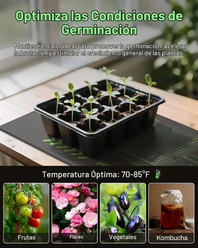 Vista 7 de BN-LINK Juego combinado de tapete térmico de plántulas con controlador de termostato, tapete calefactor de plantas de 10 x 20.75 pulgadas