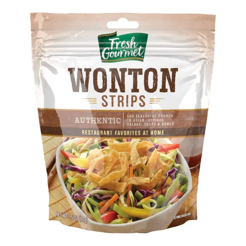 Vista 17 de Fresh Gourmet Asian Fusion Crunch - Bolsa de 3.5 onzas, individual Wonton de ajo y jengibre, cebollas crujientes, almendras en rodajas Ensaladas