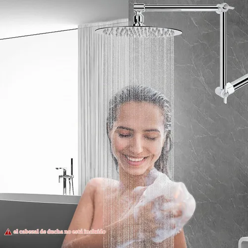 Vista 6 de NearMoon Brazo de ducha ajustable, brazo de extensión de ducha, conexión universal, cabezal de ducha ascendente o inferior, ajustar la altura/ángulo