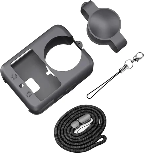Vista 10 de Para accesorios DJI OSMO 360, funda de silicona + tapa de lente + funda protectora con cordón compatible con cámara de acción DJI OSMO 360