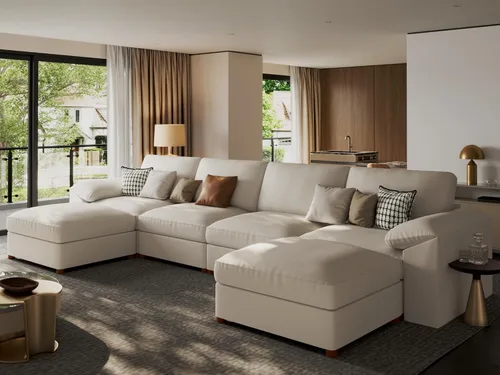 Vista 105 de EASE MOOSE Sofá modular seccional, sofá en forma de U para sala de estar Beige