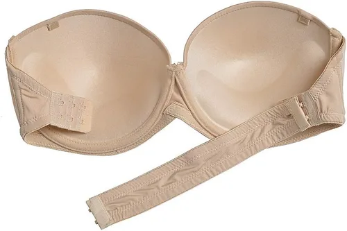 Vista 5 de Sujetador sin tirantes con parte trasera transparente invisible correa push up acolchado Bralette