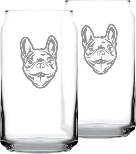 Vista 8 de Happy Frenchie - Vaso de cerveza – Decoración divertida y única con temática de perro bulldog francés y regalos para hombres y mujeres, 16 onzas