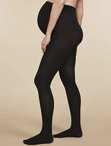 Vista 3 de Medias de apoyo de maternidad para mujer, mallas con forro polar sobre el vientre