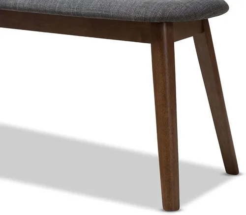 Vista 6 de Baxton Studio Easton - Banco de madera tapizado de tela gris oscuro moderno de mediados de siglo