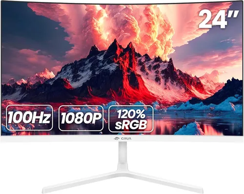 Vista 9 de CRUA - Monitor de juegos curvo de 24", 240Hz, FHD 1920 x 1080P, compatible con 120% sRGB, AMD FreeSync, bajo desenfoque de movimiento, compatible
