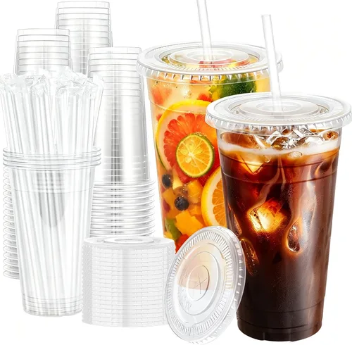 Vista 8 de Paquete de 50 tazas de café helado de plástico transparente de 24