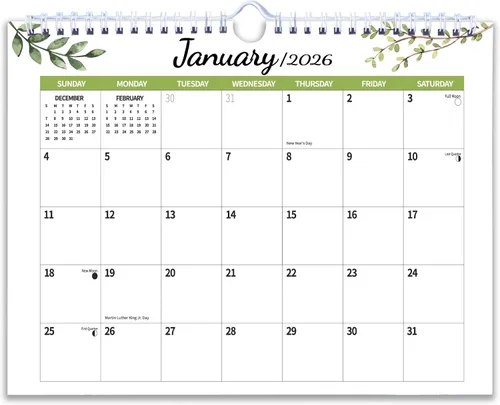 Vista 9 de Calendario de pared 2026, calendario en espiral colgante, papel de pared de noviembre de 2025 a diciembre de 2026, grosor de 11 x 8.5 pulgadas