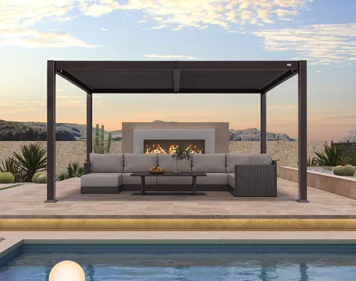 Vista 13 de PURPLE LEAF - Pérgola con listones de 10 x 12 pies para exterior, toldo ajustable moderno de aluminio para patio con techo retráctil para terraza