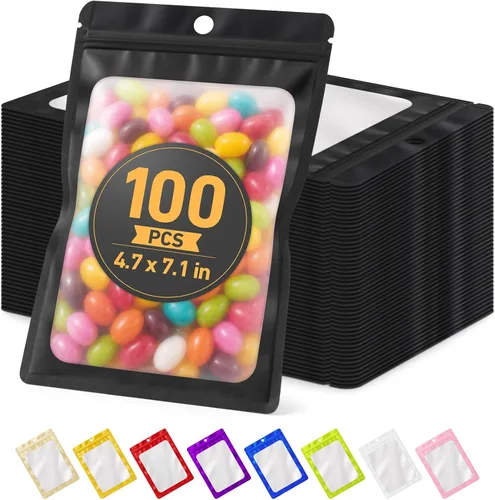 Vista 55 de 100 bolsas de Mylar resellables, bolsa pequeña a prueba de olores Oro claro