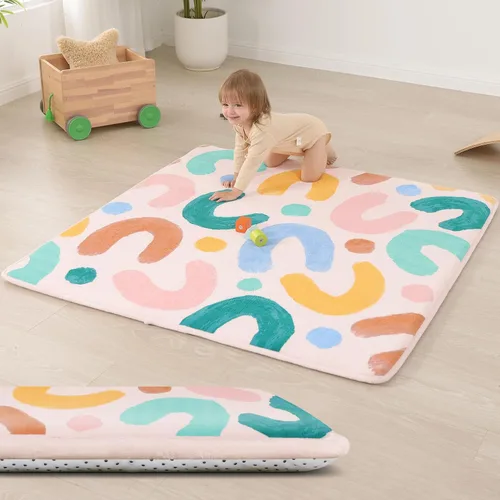 Vista 42 de Tapete de juego ultra suave para bebé, tapete redondo de espuma elástica de 1.3 pulgadas de grosor de 47 pulgadas para niños pequeños, parte trasera