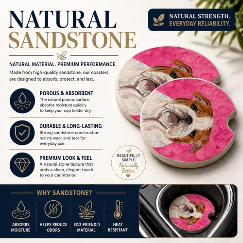 Vista 4 de Caroline's Treasures SS4760-PKCARC - Juego de 2 portavasos para automóvil, diseño de bulldog inglés, absorbentes para automóvil, portavasos