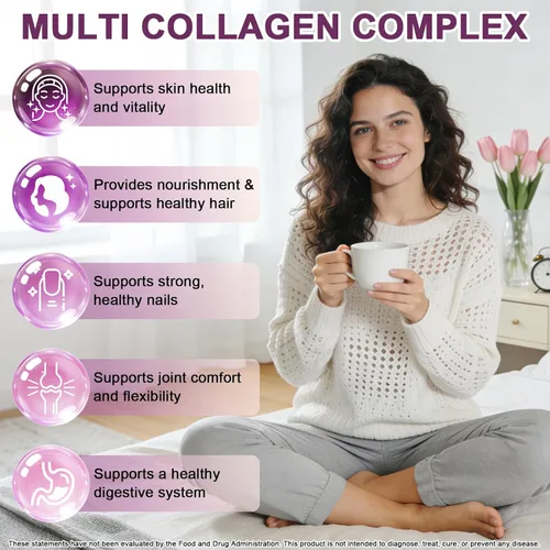 Vista 3 de Gotas líquidas de péptidos de colágeno múltiple, 2 oz – Tipos I, II, III, V, X, Complejo de colágeno hidrolizado para cabello, piel, uñas, huesos