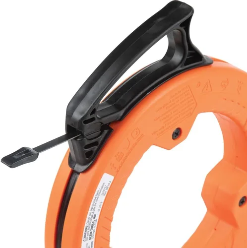 Vista 9 de Klein Tools 56335 Cinta Pasacables Eléctrica de Acero Plano, Cinta de Acero de Resorte de 25 Pies y 1/4 de Pulgada de Ancho, Punta de Plástico