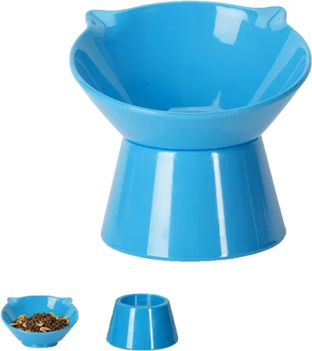 Vista 12 de Cuencos elevados desmontables para gatos, tazón elevado inclinado de 15° para gatos anti-vómito, amigable con los bigotes, platos ajustables