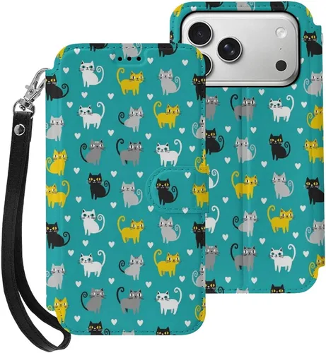 Vista 24 de SWEET TANG Compatible with iPhone 17 Pro Wallet Case Women PU Leather Shockproof Protective Folio Flip Cover (Chicken Chickens)