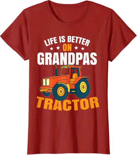 Vista 46 de Life Is Better On Grandpas Tractor Kids Farm Tractor Boy Camiseta, Negro