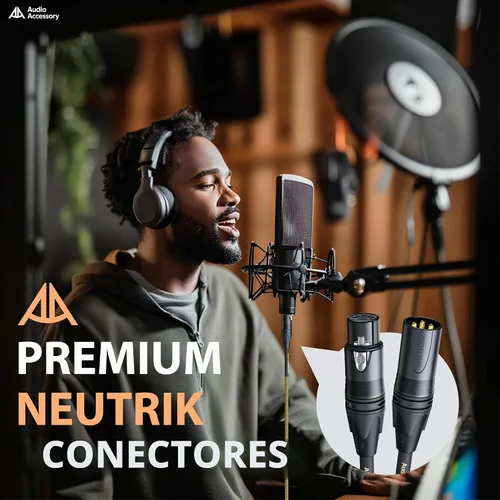 Vista 2 de AA AUDIO ACCESSORY Serie Oro Cables XLR Star Quad de 1.5 pies, Conectores Neutrik, Cable de micrófono 19AWG, Cable de micrófono trenzado en nylon