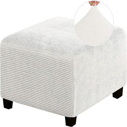 Vista 10 de Funda otomana de alta elasticidad, fundas protectoras de terciopelo elástico para reposapiés, lavable, resistente a la suciedad, con parte inferior