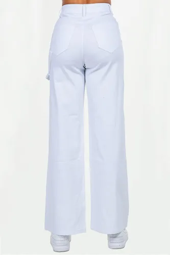 Vista 3 de Love Moda Pantalones de sarga de pierna recta de cintura alta para mujer con elastano