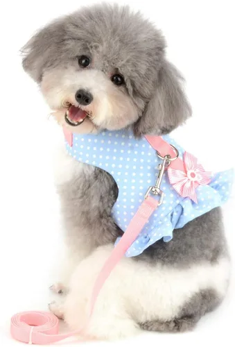 Vista 10 de SMALLLEE_LUCKY_STORE Vestido de arnés con lazo para perros pequeños, negro, XS Water-Resistant, Adjustable Fit, Padded, Escape-proof, Outdoor