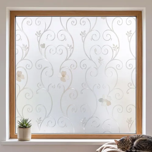Vista 9 de Película opaca total para ventana, película de vidrio con bloqueo de luz, oscurecimiento de habitación, sin pegamento, control de calor, anti UV