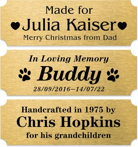 Vista 11 de Caramel Sweet Life Placas de nombre personalizadas, placa negra grabada con texto dorado, placas de trofeo grabadas, placa de nombre personalizada