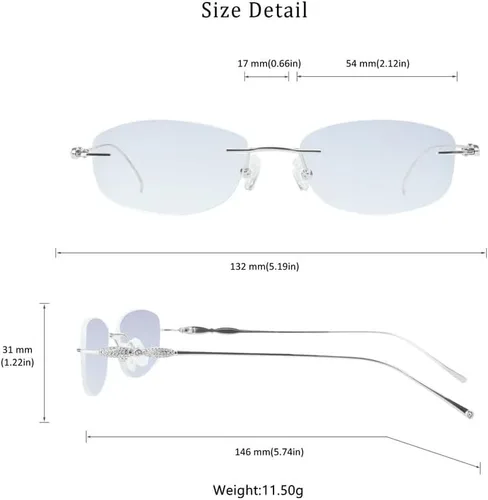 Vista 52 de LifeArt Pure Titanium Frame Glasses/Blue Light Blocking Reading Glasses, Reduce Eyestrain, Stylish for Men and Women 3033_(champán Clear)