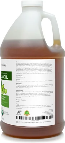 Vista 3 de velona Amla Oil USDA certificado orgánico - 64 onzas líquidas Aceite portador 100% puro y natural Virgen extra, sin refinar, prensado en frío