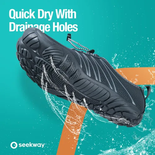 Vista 5 de SEEKWAY - Zapatos de agua unisex, de secado rápido, tipo calcetín y con sensación de pies descalzos para adultos ideales para playa, natación, río