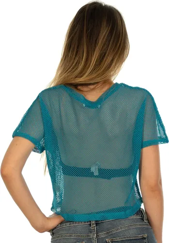 Vista 4 de Top corto de malla transparente para mujer