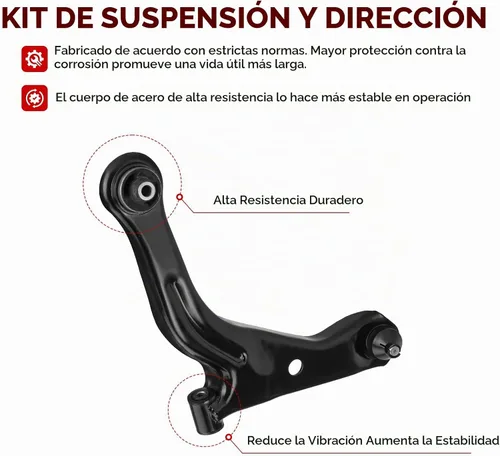 Vista 2 de Kit de suspensión de brazo de control delantero inferior apto para Ford Escape Mazda Tribute Mercury Mariner 2005-2009 con varillas de unión