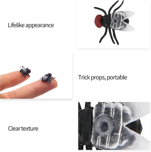 Vista 5 de Zerodis Juguete de simulación 20pcs de plástico modelo de broma de juguete de broma juguete simulación mosca para niños y mascotas (#1)