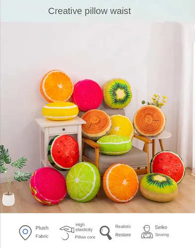 Vista 6 de Fruit Pillow Home - Cojín redondo con forma de cojín de felpa (13 pulgadas, marrón, estaca)