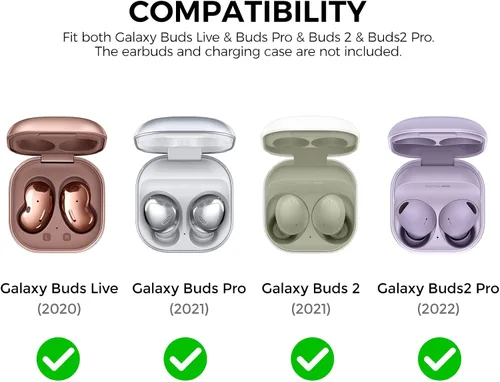 Vista 2 de AhaStyle Compatible con Samsung Galaxy Buds FE/S2 Pro/S2/Live Funda transparente [Anti-amarillamiento] (transparente)